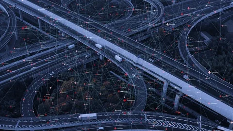 Transportation and communication network concept. ITS (Intelligent Transport Sys Stock Footage 105211725