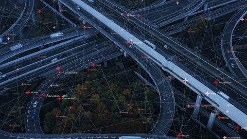 Transportation and communication network concept. ITS (Intelligent Transport Sys Stock Footage 105245550