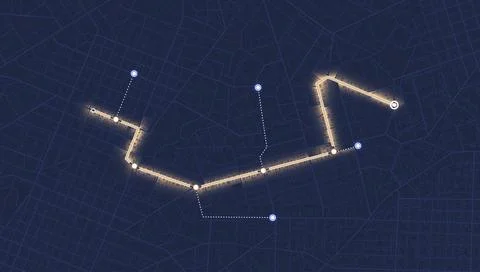 Transportation and roads on abstract map. GPS tracking system to navigate to Stock Illustration