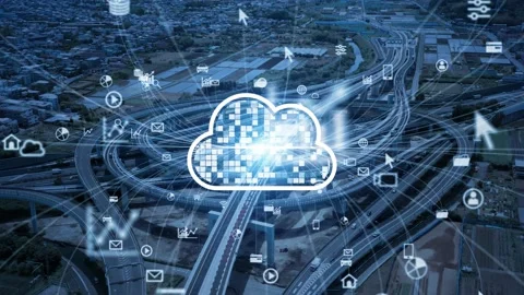 Transportation and technology concept. Cloud computing. Stock Footage 138689332
