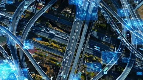 Transportation and technology concept. Digital transformation. MaaS. ITS. Stock Footage 167982815