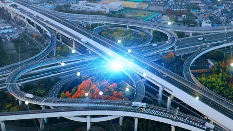 Transportation and technology concept. IoT (Internet of Things). Communication n Stock Footage 115818688