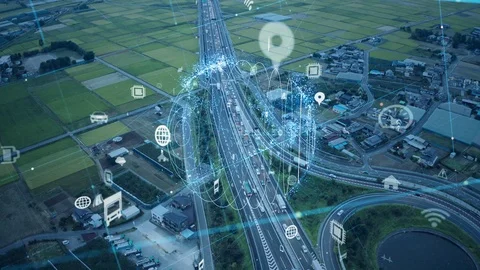 Transportation and technology concept. ITS (Intelligent Transport Systems). Stock Footage 121312275