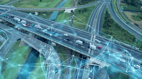 Transportation and technology concept. ITS (Intelligent Transport Systems). Stock Footage 121312617