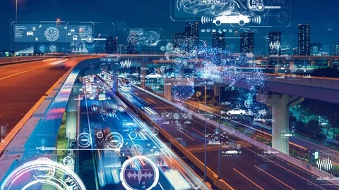 Transportation and technology concept. ITS (Intelligent Transport Systems). Stock Footage 121601074