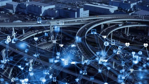 Transportation and technology concept. ITS (Intelligent Transport Systems). Stock Footage 121601075