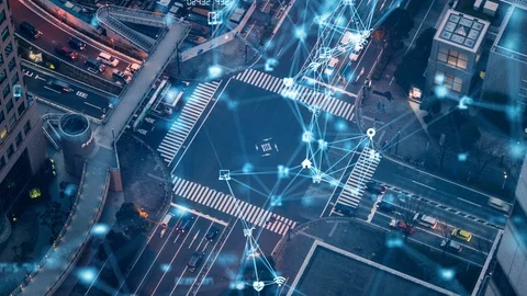 Transportation and technology concept. ITS (Intelligent Transport Systems). Mobi Stock Footage 122493696