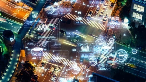 Transportation and technology concept. ITS (Intelligent Transport Systems). Mobi Stock Footage 122493752