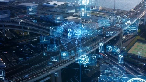 Transportation and technology concept. ITS (Intelligent Transport Systems). Mobi Stock Footage 125017590