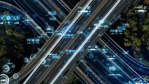 Transportation and technology concept. ITS (Intelligent Transport Systems). Stock Footage 127873810
