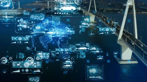 Transportation and technology concept. ITS (Intelligent Transport Systems). Stock Footage 128097134
