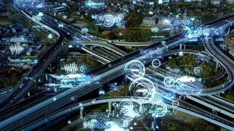 Transportation and technology concept. ITS (Intelligent Transport Systems). Stock Footage 128097135
