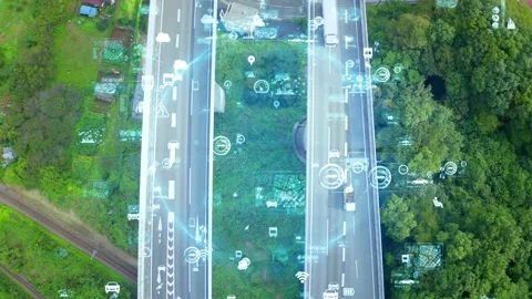 Transportation and technology concept. ITS (Intelligent Transport Systems). Stock Footage 130299874