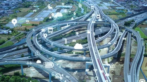 Transportation and technology concept. ITS (Intelligent Transport Systems). Stock Footage 131910560