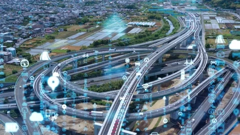 Transportation and technology concept. ITS (Intelligent Transport Systems). Stock Footage 131910572