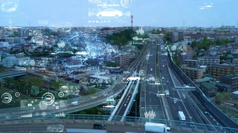 Transportation and technology concept. ITS (Intelligent Transport Systems). Video stock 131910603
