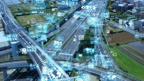 Transportation and technology concept. ITS (Intelligent Transport Systems). Stock Footage 131910621
