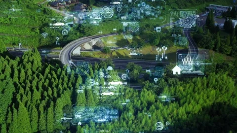 Transportation and technology concept. ITS (Intelligent Transport Systems). Mobi Stock Footage 137693993