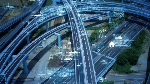 Transportation and technology concept. ITS (Intelligent Transport Systems). Stock Footage 138286401
