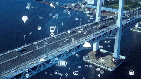 Transportation and technology concept. ITS (Intelligent Transport Systems). Mobi Stock Footage 140434917