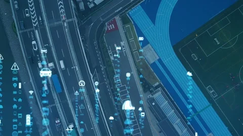 Transportation and technology concept. ITS (Intelligent Transport Systems). Mobi Stock Footage 143391122