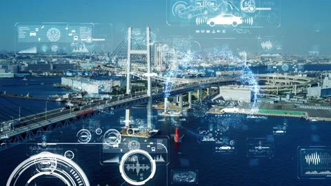 Transportation and technology concept. ITS (Intelligent Transport Systems). Mobi Stock Footage 143391247