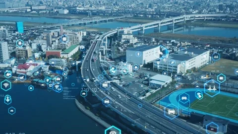 Transportation and technology concept. ITS (Intelligent Transport Systems). Mobi Stock Footage 144652674