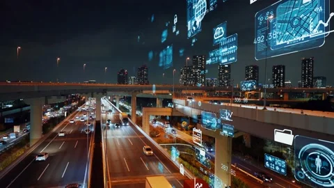 Transportation and technology concept. ITS (Intelligent Transport Systems). Mobi Vidéo 144710536