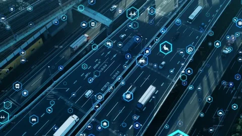 Transportation and technology concept. ITS (Intelligent Transport Systems). Mobi Vidéo 145918272