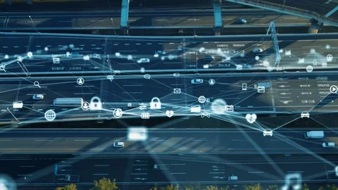 Transportation and technology concept. ITS (Intelligent Transport Systems). Mobi Stock Footage 145918326