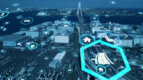 Transportation and technology concept. ITS (Intelligent Transport Systems). Mobi Stock Footage 146554932