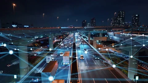 Transportation and technology concept. ITS (Intelligent Transport Systems). Mobi Stock Footage 149903662