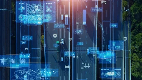 Transportation and technology concept. ITS (Intelligent Transport Systems). Mobi Vidéo 155051038