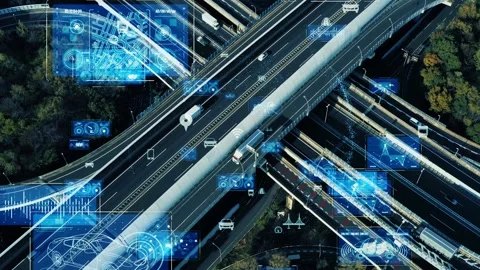 Transportation and technology concept. ITS (Intelligent Transport Systems). Mobi Vidéo 160101547