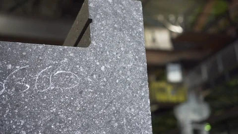 Transportation on cables of concrete structures at the electrode plant. Close up Stock Footage 116229291