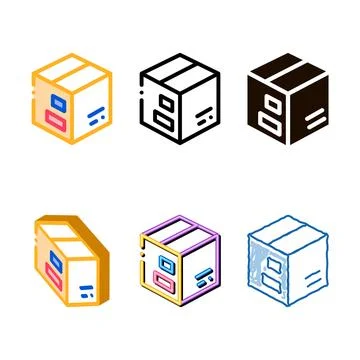Transportation carton box styleset vector thin line icon Illustrazione stock