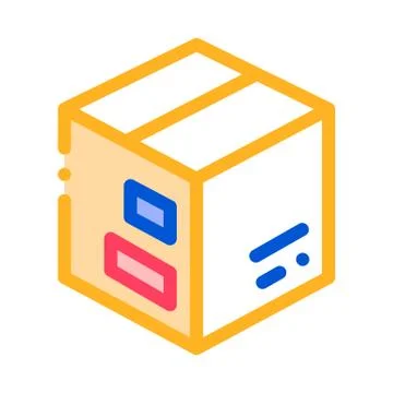 Transportation Carton Box Vector Thin Line Icon 스톡 일러스트
