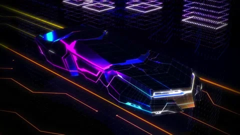 Transportation Of Computer Cyber Code With Artificial Intelligent Sport Car Stock Footage 160479470
