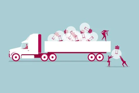 Transportation concept design. Workers are loading goods. Stock Illustration