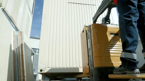 Transportation of a container with a cargo Stock Footage 80309011