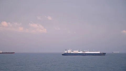 Transportation, Containers car Cargo in the middle of the sea Stock Footage 106843308