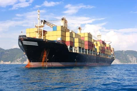 Transportation, containers ship Stock Photos