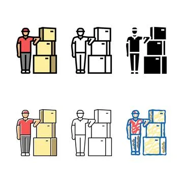 Transportation courier color icon vector variants イラスト素材