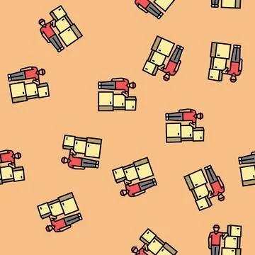 Transportation courier vector seamless pattern Stock Illustration