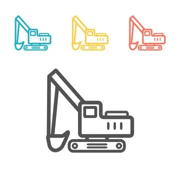 Transportation excavator line icon. Vector signs for web graphics. Illustrazione stock