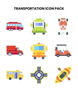 Transportation Flat Design Icons Pack Stock Illustration