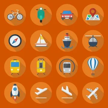 Transportation Flat Icon Set Stock Illustration