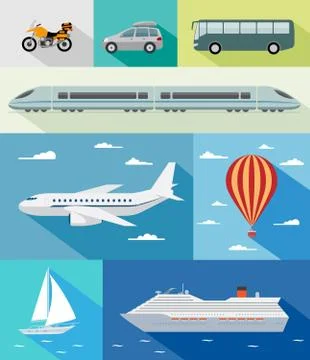 Transportation flat icons Stock Illustration