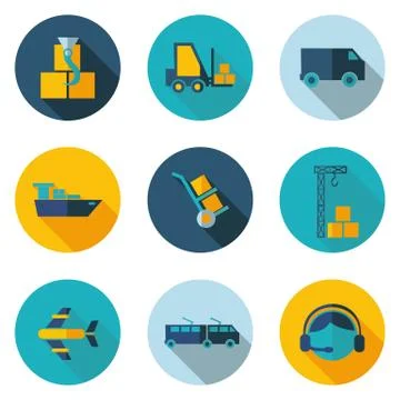 Transportation flat icons Stock Illustration