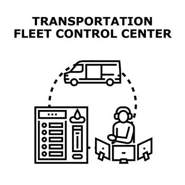 Transportation fleet control center managing logistics operations Stock Illustration